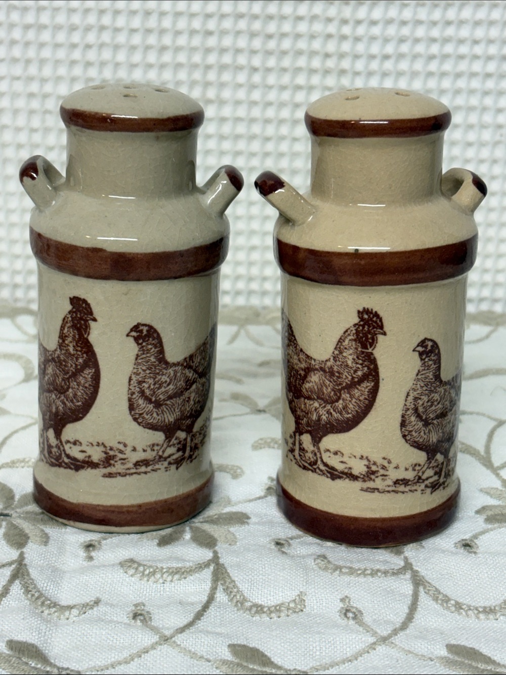 Milk can salt and pepper shakers